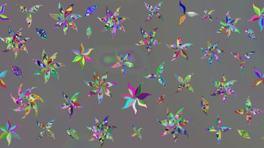 Çiçekli ipek eşarp. El çizimi çiçek unsurları olan soyut çizim raster deseni. Retro tekstil tasarım koleksiyonu. Gri üzerine gri. 1950 'ler-1960' lar motifleri.