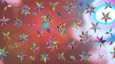 Kahverengi renkli çiçekler. Hediye ambalaj kağıdı, tebrik kartları, posterler ve pankart tasarımı. Raster düz çiçek çizim deseni.