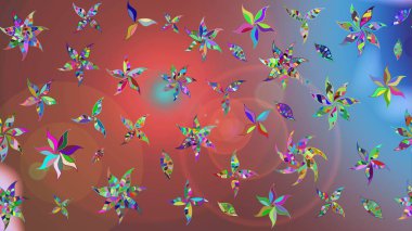 Raster illüstrasyonu. Kahverengi renkli çiçekler. Çiçek desenli eskiz, vuruşlar, sıçramalar, yaz çiçekleri..