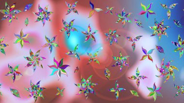 Raster illüstrasyonu. Eski usul küçük çiçekli şirin bir eskiz deseni. Moda arka planında parlak buketler. Kumaş, duvar kâğıdı ve kağıda yazdırmak için gelişen arkaplan.