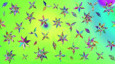 Şatafatlı bahar bahçesi dokusu. Yeşil renkli çiçekler. Yeşil renkte çiçek çizimi. Raster illüstrasyonu. Çiçek deseni.