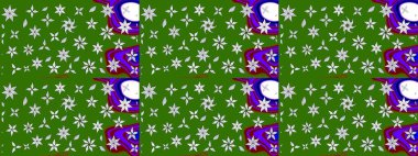 Raster illüstrasyonundaki çiçek desenli çizim. Suluboya tarzında yeşil renkte çiçekler.