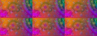 Raster illüstrasyonu. Çiçek desenli çizim. Kahverengi renkli Asyalı tekstil.