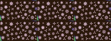 Çiçekli karalama şeklinde Raster çiçek deseni. Kahverengi renkli çiçekler. Nazik, narin çiçek arkaplanı.