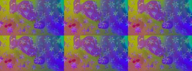 Raster illüstrasyonu. Şirin çiçekli eskiz deseni ve mor renkli yapraklar, suluboya çiçek deseni, duvar kağıdı, kart veya kumaş için fayanslı.