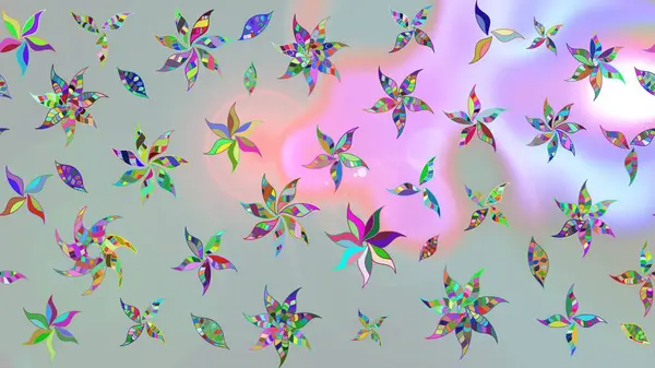 Raster illüstrasyonu. Çiçekli, yapraklı, çiçek desenli eskiz. El çizimi.