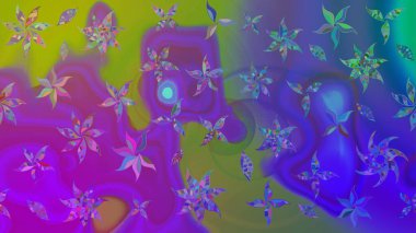 Raster illüstrasyonu. Mor renklerde. Çiçekli güzel suluboya desen.