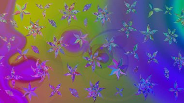 Süslü kumaş deseni. Raster illüstrasyonundaki çiçek desenli çizim. Renkli Bahar Teması eskiz kalıbı. Düz Çiçek Elementleri Tasarımı.