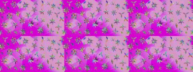 Tarafsız renklerde çiçekler. Sevimli çiçek raster deseni. Düz Çiçek Elementleri Tasarımı. Renkli Bahar Teması çizim şablonu.