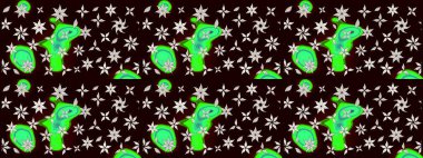 Şatafatlı bahar bahçesi dokusu. Siyah renkli çiçekler. Siyah renkte çiçek çizimi. Raster illüstrasyonu. Çiçek deseni.