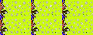 Sketch Floral Pattern in Raster illustration. Fancy fabric pattern. Colour Spring Theme sketch pattern Background. Flat Flower Elements Design.