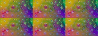 Küçük çiçekteki sevimli çiçek deseni. Varicologreen Raster çizimi. Birçok yeşil soyut çiçekli tropikal çizim deseni.