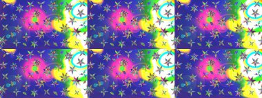 Raster illüstrasyonu. Mavi renkte güzel bir tekstil. Suluboya çiçekli çiçek deseni.