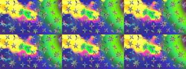 Sketch Colour Spring Theme eskiz kalıbı. Yeşil renkli çiçekler. Sevimli çiçek raster deseni. Düz Çiçek Elementleri Tasarımı.