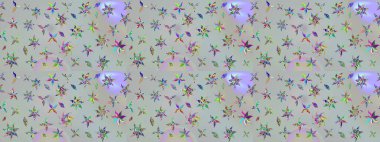 Kabile sanatı boho baskısı, klasik çiçek arkaplanı. Arkaplan dokusu, duvar kağıdı, çiçek temalı gri renkler. Soyut etnik raster çizim kalıbı.