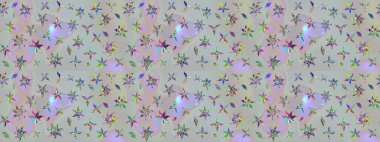 Raster illüstrasyonu. Küçük çiçekli yay deseni çiz. Suluboya tarzında gri renkler üzerine.