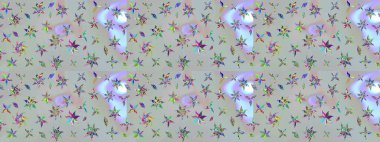 Klasik çiçekler. Yaz çiçekleri teması. Suluboya resim taklit Raster çizimi. Gri renkler. El çizimi soyut süslü elementler.