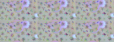 Küçük çiçekteki sevimli çiçek deseni. Raster illüstrasyonu. Soyut çiçek çizim kalıbı arka planı. Raster deseni. Gri renklerde.