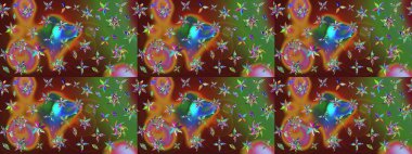 Çizgi çizimi kalıbı. Raster Moda kumaş deseni. Şirin çiçekler..