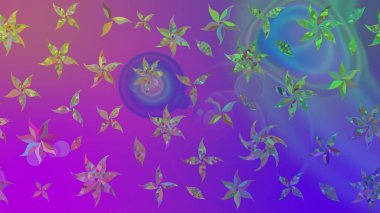 Raster illüstrasyonundaki çiçek desenli çizim. Mor renkte çiçekler.