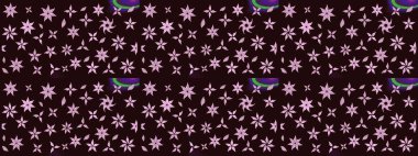 Renkli Bahar Teması eskiz kalıbı. Kahverengi renkli şirin çiçek deseni. Raster Modaya uygun kumaş deseni. Düz Çiçek Elementleri Tasarımı.