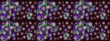 Renkli Bahar Teması eskiz kalıbı. Düz Çiçek Elementleri Tasarımı. Sevimli çiçek raster deseni. Kahverengi renkte çiçekler.