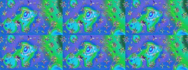 Çiçekli karalama şeklinde Raster çiçek deseni. Yumuşak, yaz çiçekli arka plan. Mavi renkte çiçekler.