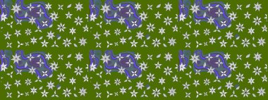 Raster illüstrasyonundaki çiçek desenli çizim. Suluboya tarzında yeşil renkte çiçekler.