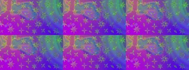 Renkli Yaz Temalı eskiz kalıbı. Düz Çiçek Elementleri Tasarımı. Sevimli çiçek raster deseni. Mor renkte çiçekler.