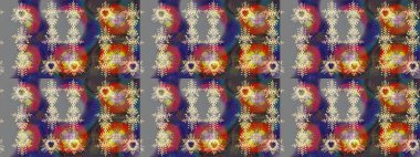 Kar tanelerinin soyut arkaplanlı Noel şablonu. Gri, kahverengi ve mor kar taneleri. Raster illüstrasyonu. Noel ve Yeni Yıl moda baskıları için tatil tasarımı.