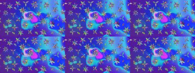 Motley illüstrasyonu. Küçük çiçekte güzel bir desen. Mavi çiçekli bahar çiçekleri. Küçük renkli çiçekler. Moda baskıları için zarif bir şablon.