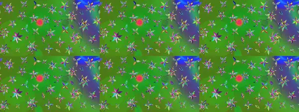 El çizimi. Raster illüstrasyonu. Çiçekli, yapraklı, çiçek desenli çizim..