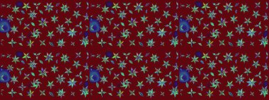 Kibarca, kırmızı renkte bahar çiçekleri. Raster deseni. Raster illüstrasyonu. Patlayan çiçekler soyut yerleştirilmiş.