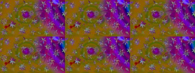 Çiçekli çiçek deseni, suluboya. Süslü kumaş deseni. Raster deseni.