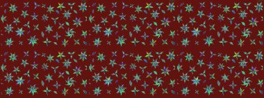 Raster illüstrasyonu. Küçük çiçekli basit bir çiçek çizimi. Moda baskısı, albüm, ambalaj kağıdı ve duvar kağıdı için zarif dekoratif süslemeler. Kırmızı renkte şirin çiçekler..