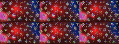 Ağaç dallı bahar çiçekleri, çiçek siluetiyle kırmızı renkte desen. Raster deseni.