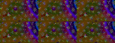 Şirin çiçekli, desenli, kahverengi renkli bir eskiz deseni. Tekstil için suluboya eskiz deseni. El çizimi çiçek çizimi deseni (fayans)).