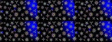 Düz Çiçek Elementleri Tasarımı. Raster Illustrasyon 'daki Çiçek Deseni' nin son moda çizimi. Güzel kumaş deseni. Renkli Yaz Teması çizim şablonu.