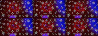 Raster çiçekleri klasik tarzda çizilmiş. Kahverengi renklerde bahar çiçekleri. Raster illüstrasyonu. Çiçekli yumuşak çizim deseni.