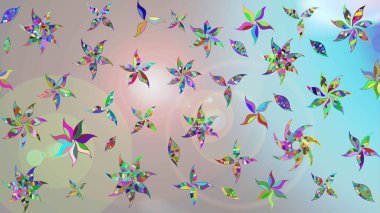 Renkli Bahar Teması eskiz kalıbı. Eskiz klasiği. Düz Çiçek Elementleri Tasarımı. Raster Şirin kumaş deseni.