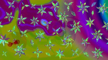 Küçük çiçekte güzel bir desen. Çiçekli yaz çiçekleri. Robot resim. Moda baskıları için zarif bir şablon. Küçük renkli çiçekler. Motley illüstrasyonu.