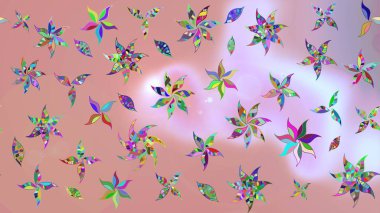 Tarafsız, tarafsız. El çizimi çiçek unsurları olan soyut çizim raster deseni. Retro tekstil tasarım koleksiyonu. Çiçekli ipek eşarp. 1950 'ler-1960' lar motifleri.