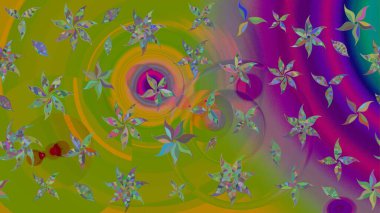 Güzel kumaş deseni. Raster illüstrasyonu. Yeşil renklerde. Raster illüstrasyonunda çiçek deseni çizimi.