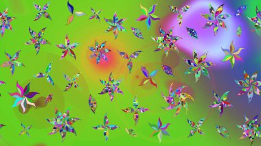 Yeşil renkli çiçekler. Raster illüstrasyonunda çiçek deseni çizimi.