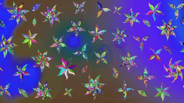 Elle çizilmiş çiçek desenli Raster çizimi. Çocuksu tasarım. Menekşe arkaplanda. Tekstil, kumaş, ambalaj, hatıra defteri için güzel çiçek arkaplanı..