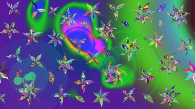 Motley illüstrasyonu. Robot resim. Moda baskıları için zarif bir şablon. Küçük renkli çiçekler. Çiçekli bahar çiçekleri. Küçük çiçekte şirin desenler.