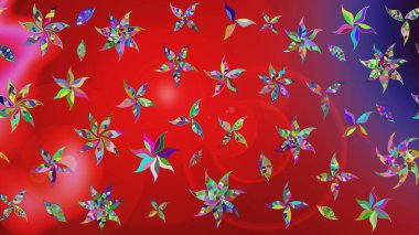 Kırmızı renkte çiçekler. Çiçek desenli eskiz, darbeler, sıçramalar, yaz çiçekleri. Raster illüstrasyonu.