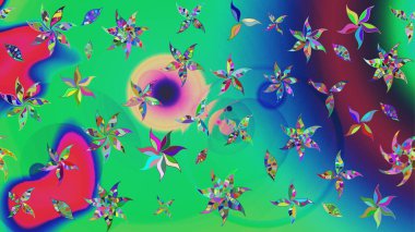 Çizim kalıbı. Hint süsü. Çiçek duvar kağıdı. Raster illüstrasyonu. Renkli süs kenarı. Yeşil renklerde.