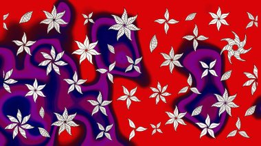 Düz Çiçek Elementleri Tasarımı. Sketch Colour Spring Theme eskiz kalıbı. Kırmızı renkte çiçekler. Sevimli çiçek raster deseni.