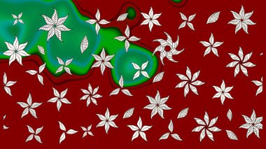 Renkli raster çizimi çizimi. Küçük çiçekteki sevimli çiçek deseni. Birçok kırmızı soyut çiçekli tropikal çizim deseni.